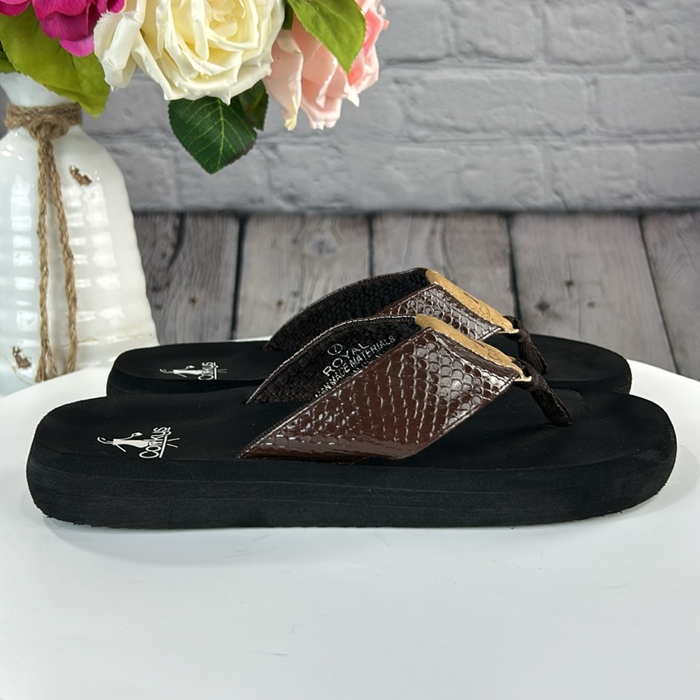 CORKYS ROYAL Brown Thong Slip On Soft Flip Flop Sandals - Picture 5 of 17